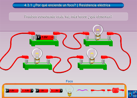 Tres focos en serie con fuente de 1.5V
