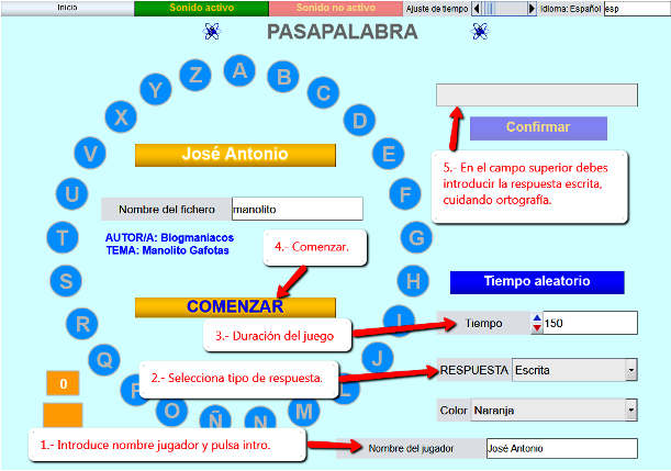 Instrucciones para la versión escrita