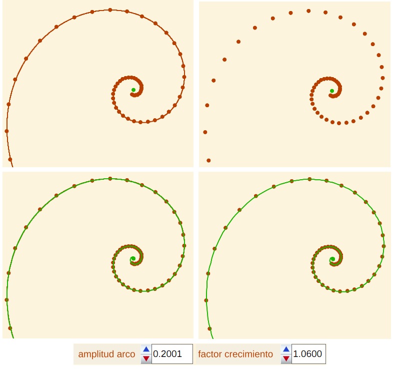 Conexión pseudoespiral de Durero y espiral logarítmica