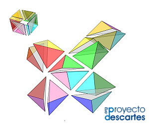 Partición no prismática de un cubo en seis pirámides triangulares equivalentes