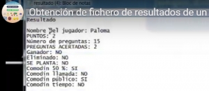 Obtención de fichero de resultados de un juego