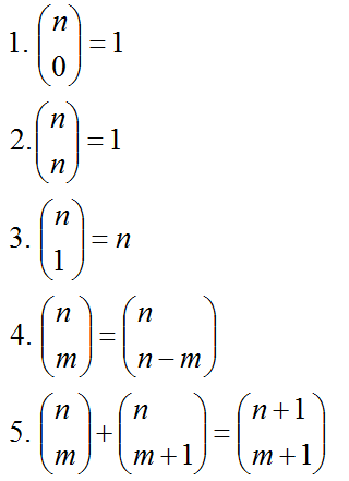 Propiedades de los números combinatorios