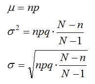 Media, varianza y desviación de la distribución hipergeométrica
