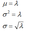 Media, varianza y desviación de una distribución de Poisson