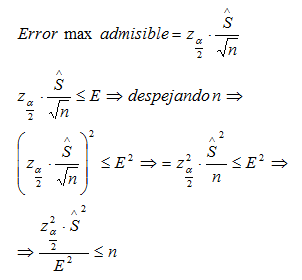 Tamaño mínimo para estimación de media con desviación típica desconocida