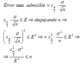 Deducción tamaño mínimo para estimación de media con desviación conocida