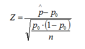 Fórmula del estadístico de contraste para una proporción