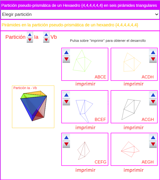 Desarrollos de las pirámides en la partición pseudo-prismática de un hexaedro en pirámides triangulares