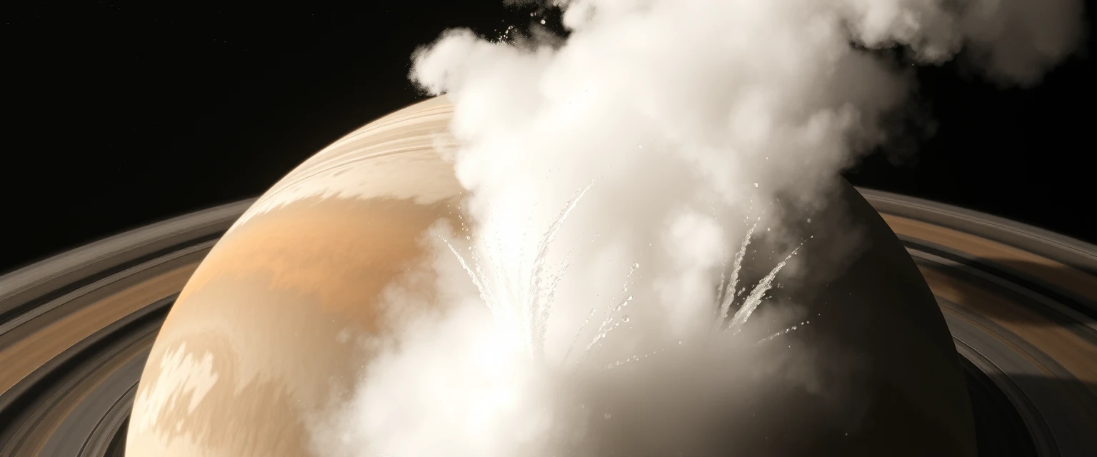 Encélado, luna de Saturno con géiseres de agua