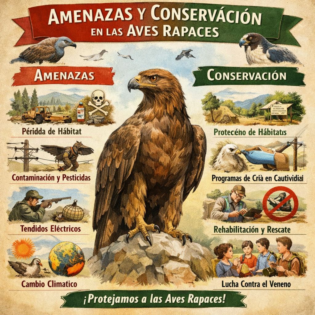 Amenazas y conservación en las aves rapaces