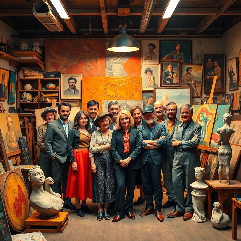 Una fotografía de grupo de los artistas de Die Brücke, con un enfoque en su estilo artístico distintivo.