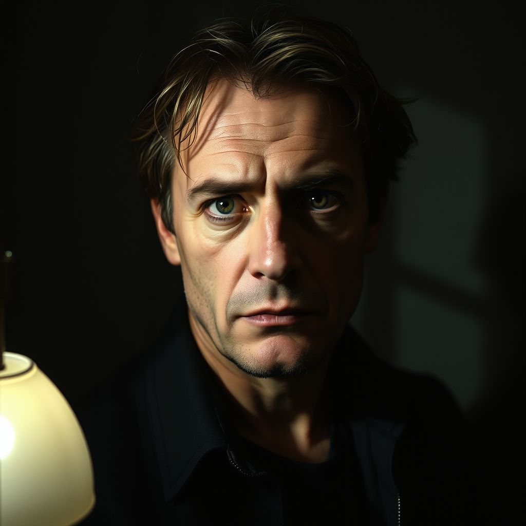 Un retrato de Gottfried Benn, con un enfoque en su expresión intensa y melancólica.