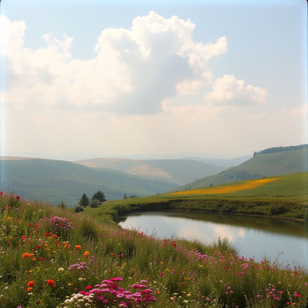Autochrome Lumière de un paisaje francés, mostrando colores suaves y una atmósfera impresionista.