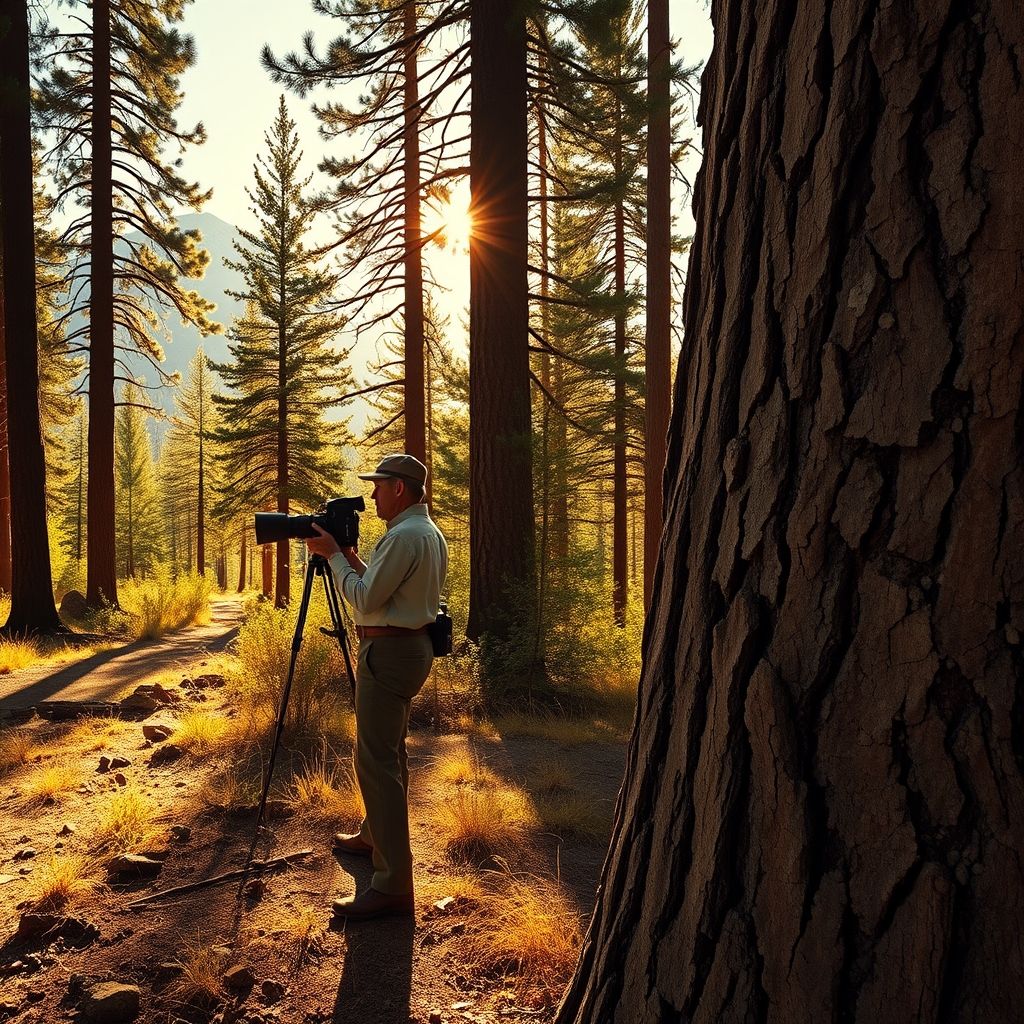 Fotografía del Grupo f/64, mostrando a Ansel Adams y Edward Weston trabajando en el campo.