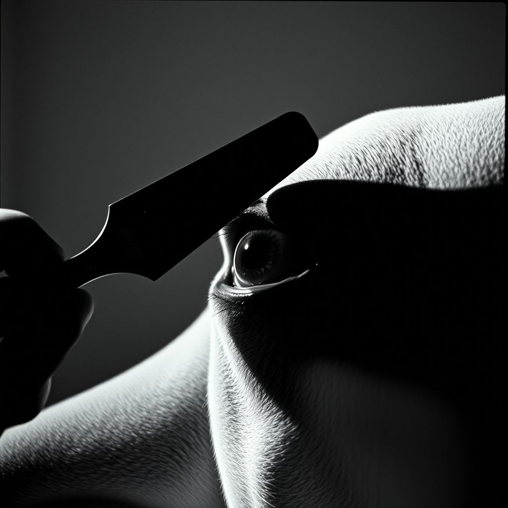 Fotograma de la película 'Un Perro Andaluz', mostrando un ojo siendo cortado con una navaja de afeitar.