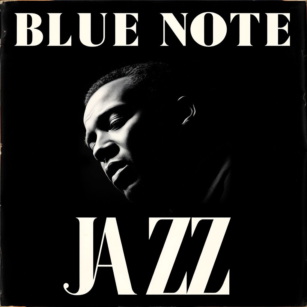 Una portada de disco de Blue Note Records diseñada por Reid Miles, con una fotografía en blanco y negro llamativa y una tipografía audaz.