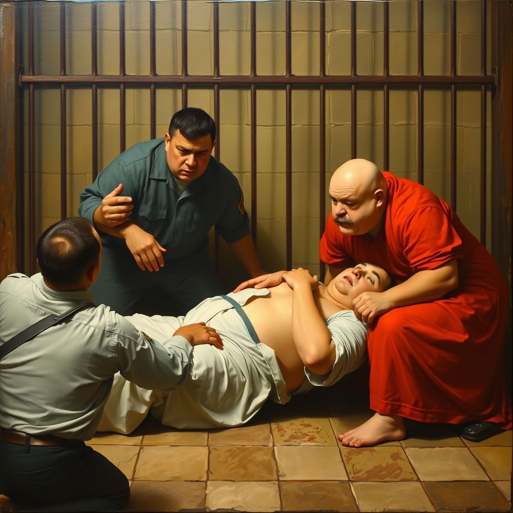 Una pintura de Fernando Botero de la serie Abu Ghraib, mostrando a un prisionero siendo torturado.