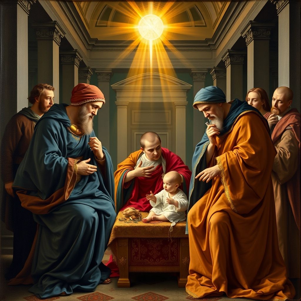 Una pintura de Sandro Botticelli, Adoración de los Magos (1475), mostrando a los Reyes Magos adorando al Niño Jesús, con miembros de la familia Medici retratados como los Reyes Magos.