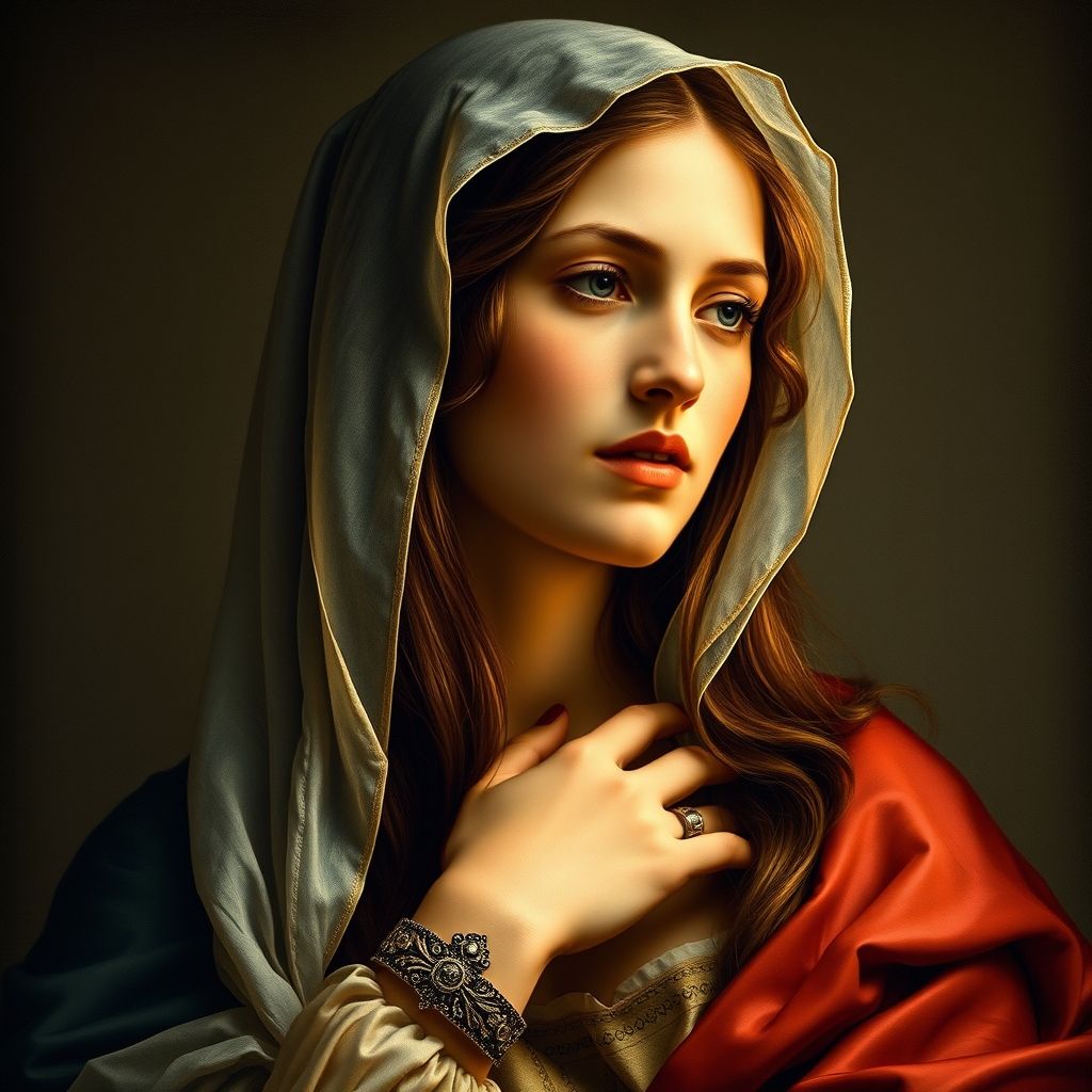 Una imagen del cuadro 'La Fornarina' de Rafael, mostrando a la mujer con el velo y el brazalete.