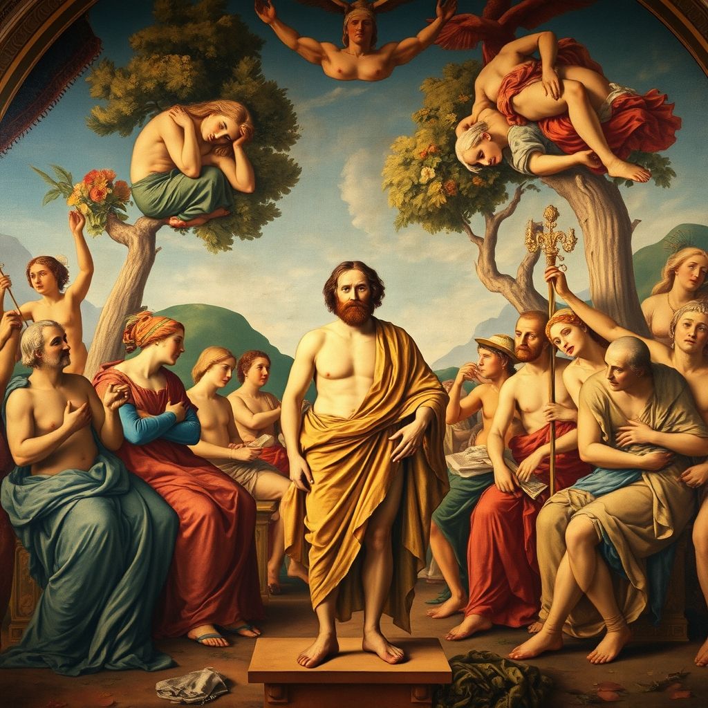 Una imagen del fresco 'El Parnaso', resaltando la figura que se cree que es un autorretrato de Rafael como Apeles.