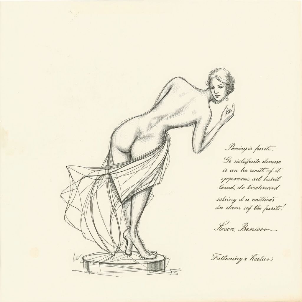 Un boceto especulativo de una de las esculturas de bronce perdidas de Renoir, junto con una nota archivística que hace referencia a su producción.