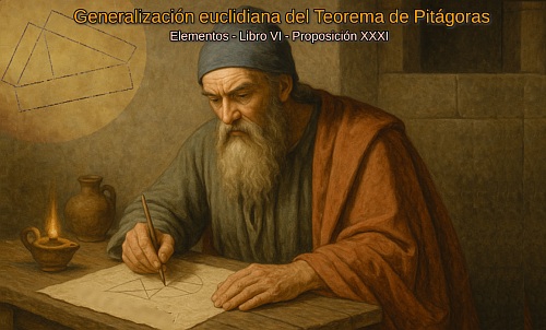 Demostración euclidiana de la generalización del teorema de Pitágoras